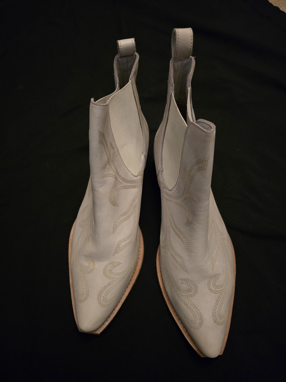 Free People Cream Western Chelsea Ankle Boots